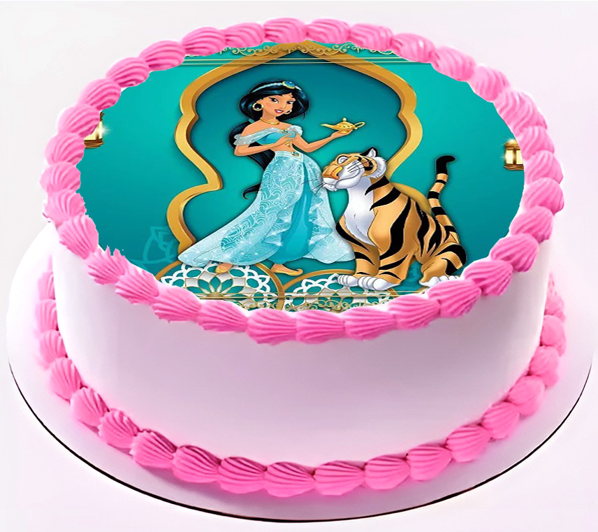 Cialda ostia senza glutine per torta tonda, PRINCIPESSA JASMINE DISNEY, personalizzata con nome, disco, dolce, torte, cialde, ostie, cake topper, AN