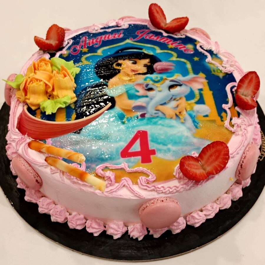 Cialda ostia senza glutine per torta tonda, PRINCIPESSA JASMINE DISNEY, personalizzata con nome, disco, dolce, torte, cialde, ostie, cake topper, BI
