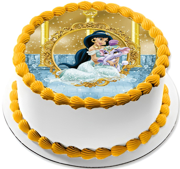 Cialda ostia senza glutine per torta tonda, PRINCIPESSA JASMINE DISNEY, personalizzata con nome, disco, dolce, torte, cialde, ostie, cake topper, AP