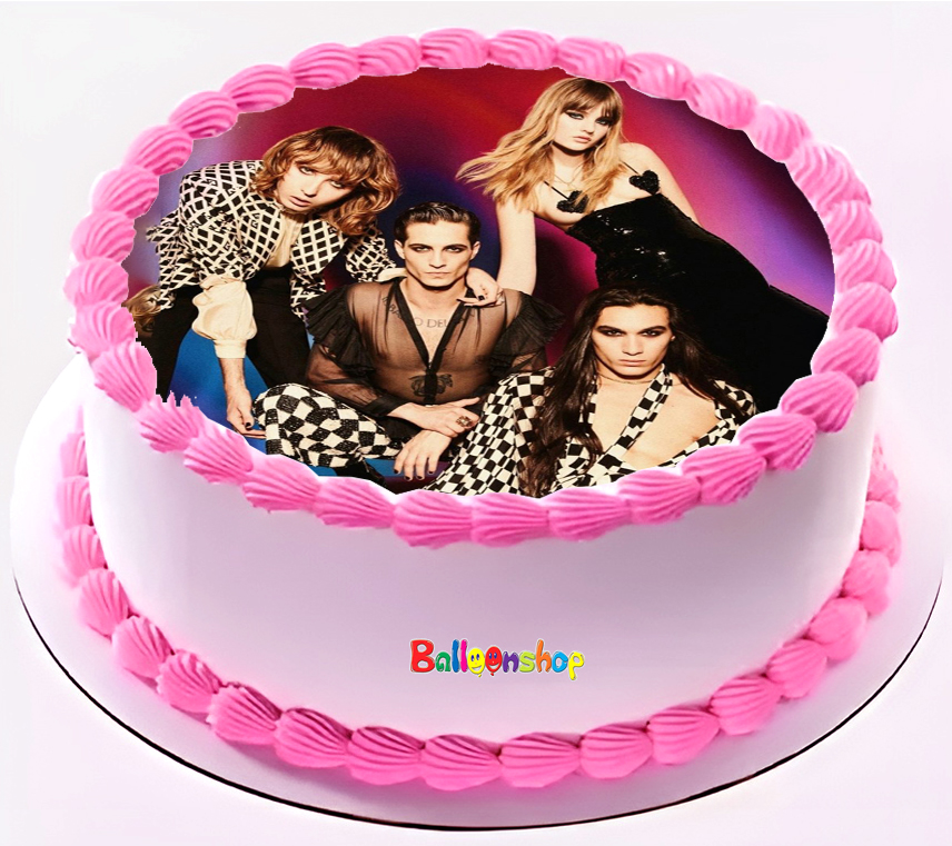 Cialda in ostia per torta tonda commestibile senza glutine MANESKIN CANTANTI, personalizzata con nome, disco, dolce, torte, cialde, ostie, cake topper, decorazioni, AB