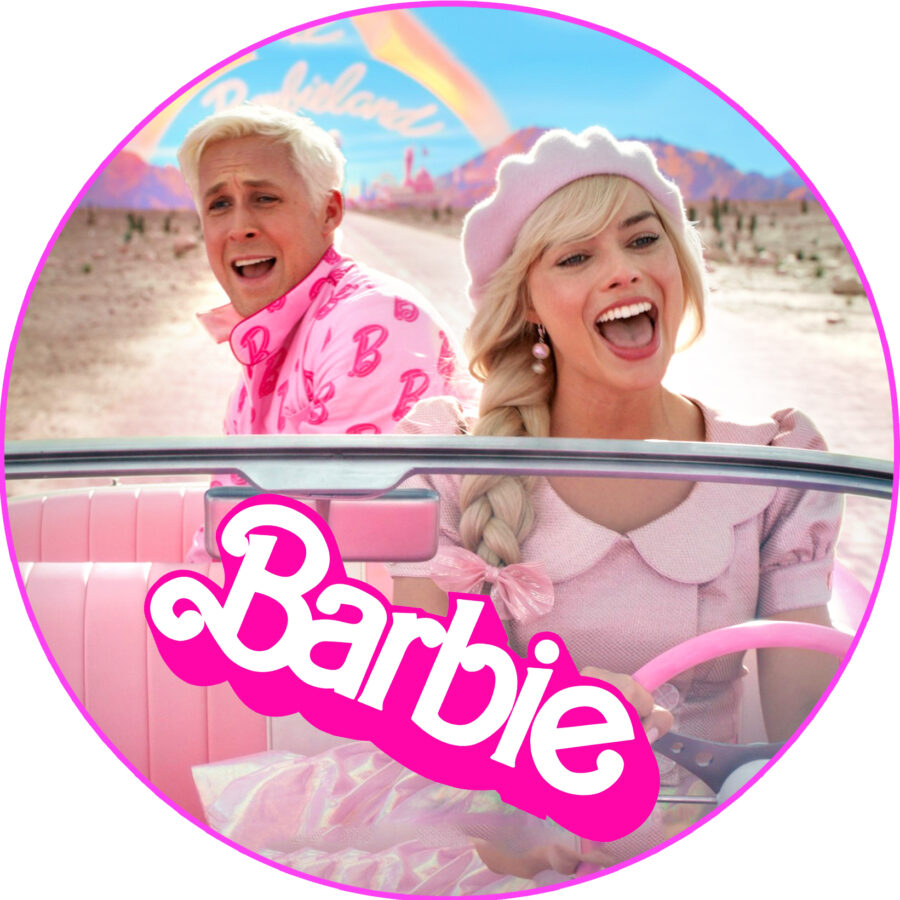 Cialda in ostia per torta tonda KEN E BARBIE MARGOT ROBBIE FILM, personalizzata con nome, disco, dolce, torte, cialde, ostie, cake topper, decorazioni, 0019