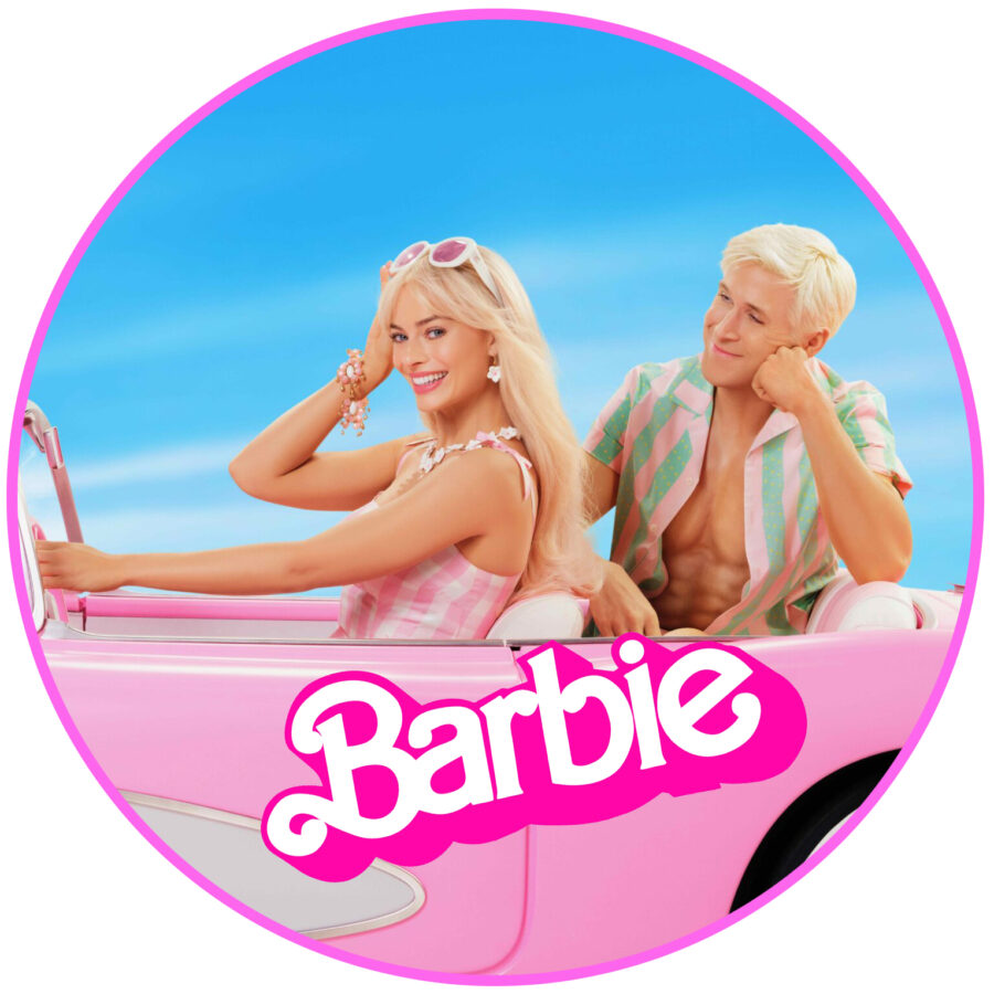 Cialda in ostia per torta tonda KEN E BARBIE MARGOT ROBBIE FILM, personalizzata con nome, disco, dolce, torte, cialde, ostie, cake topper, decorazioni, 0020