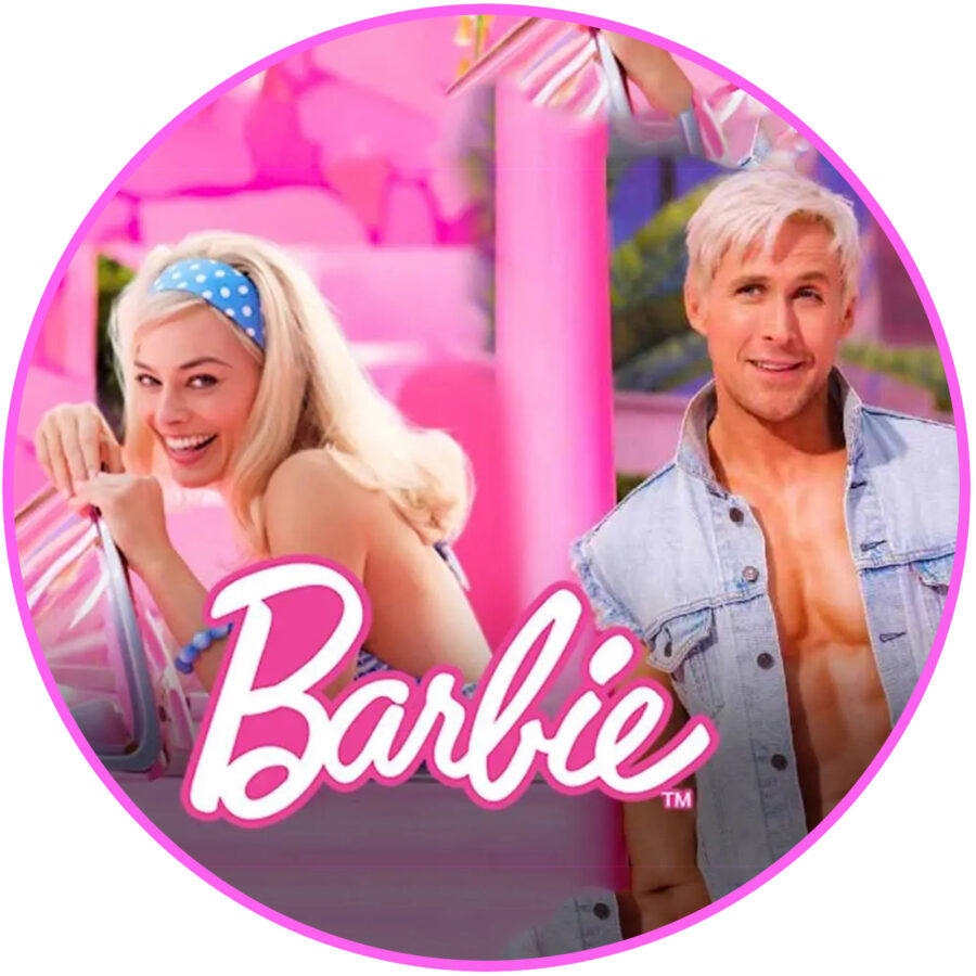 Cialda in ostia per torta tonda KEN E BARBIE MARGOT ROBBIE FILM, personalizzata con nome, disco, dolce, torte, cialde, ostie, cake topper, decorazioni, 0021