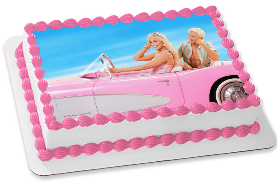Cialda in ostia per torta rettangolare commestibile senza glutine, BARBIE, MARGOT ROBBIE, FILM, personalizzata con nome, disco, dolce, torte, cialde, fogli, ostie, cake topper, decorazioni, AV