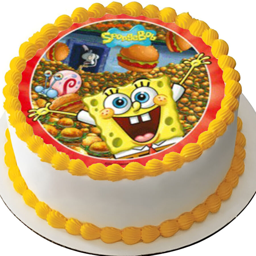 Cialda ostia senza glutine per torta tonda, SPONGEBOB, personalizzata con nome, disco, dolce, torte, cialde, ostie, cake topper, decorazioni, BU