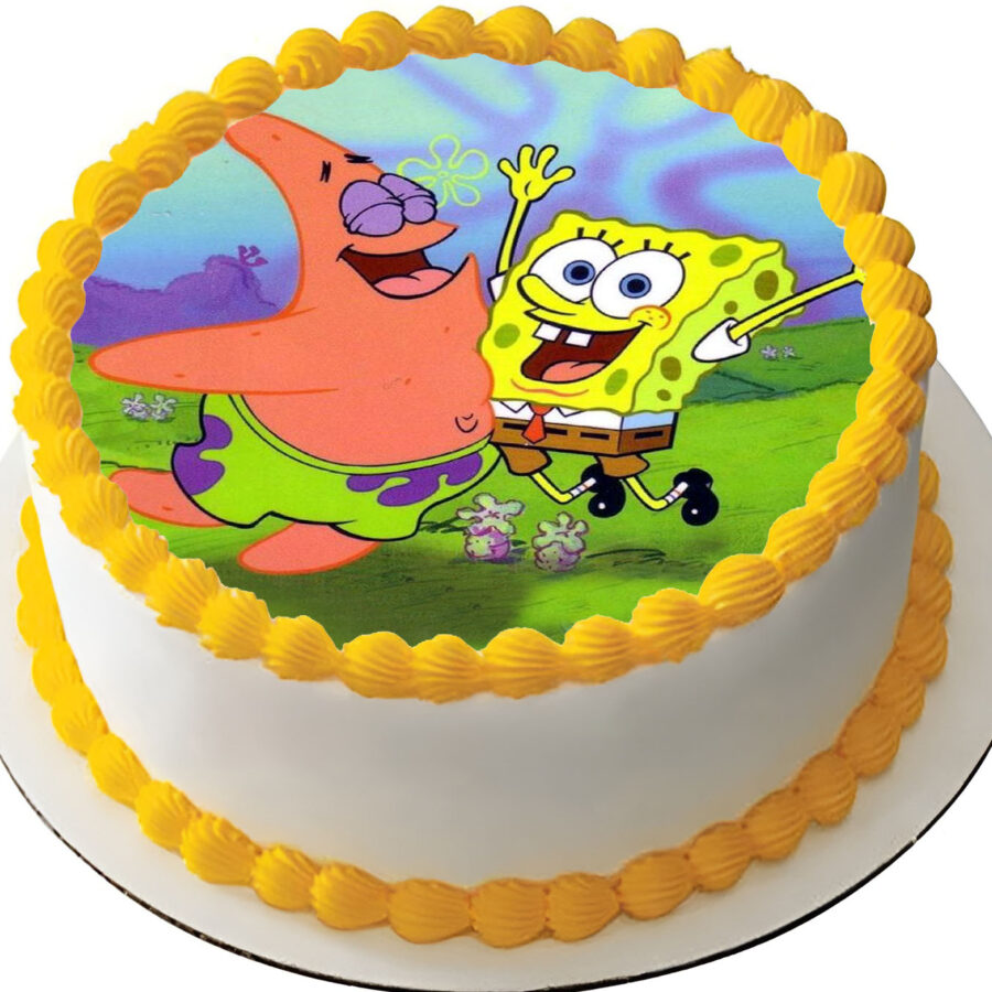 Cialda ostia senza glutine per torta tonda, SPONGEBOB, personalizzata con nome, disco, dolce, torte, cialde, ostie, cake topper, decorazioni, CA