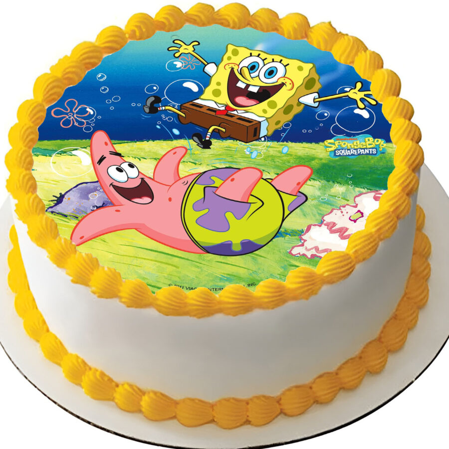 Cialda ostia senza glutine per torta tonda, SPONGEBOB, personalizzata con nome, disco, dolce, torte, cialde, ostie, cake topper, decorazioni, BO