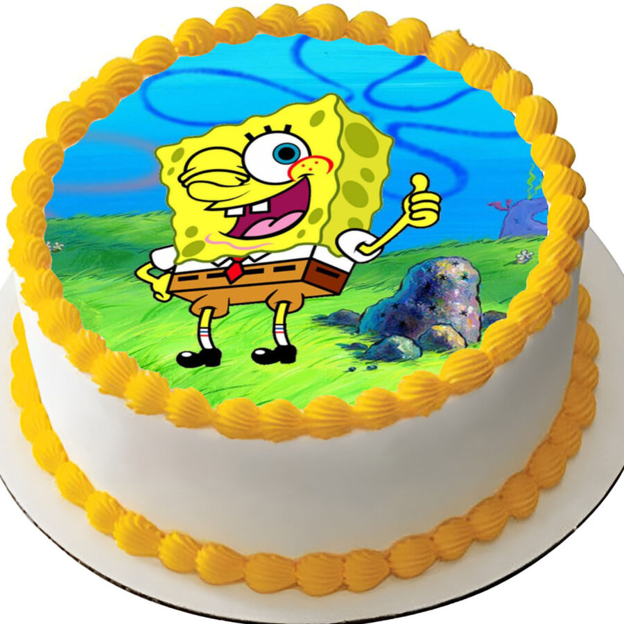 Cialda ostia senza glutine per torta tonda, SPONGEBOB, personalizzata con nome, disco, dolce, torte, cialde, ostie, cake topper, decorazioni, BS