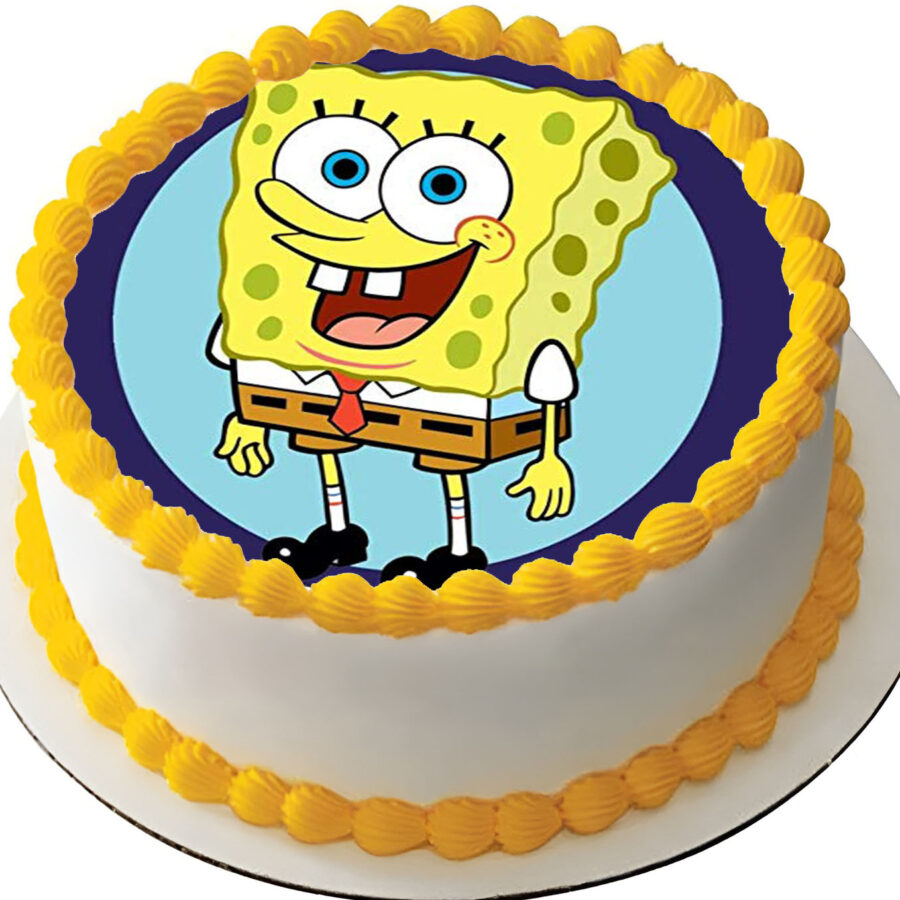 Cialda ostia senza glutine per torta tonda, SPONGEBOB, personalizzata con nome, disco, dolce, torte, cialde, ostie, cake topper, decorazioni, BT