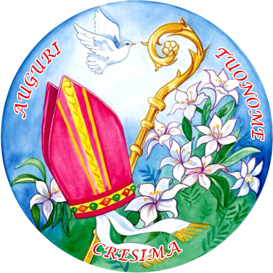 Cialda in ostia per torta LA MIA CRESIMA, personalizzata nome, disco, dolce, torte, cialde, ostie, sacramento