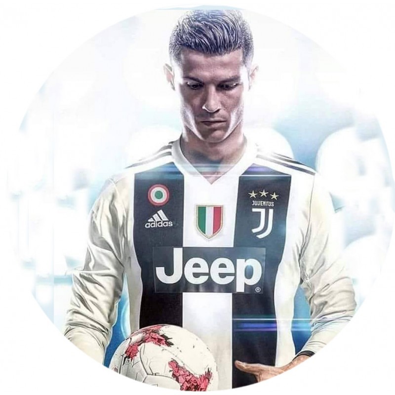 Cialda in ostia per torta con CRISTIANO RONALDO ALLA JUVENTUS  personalizzata