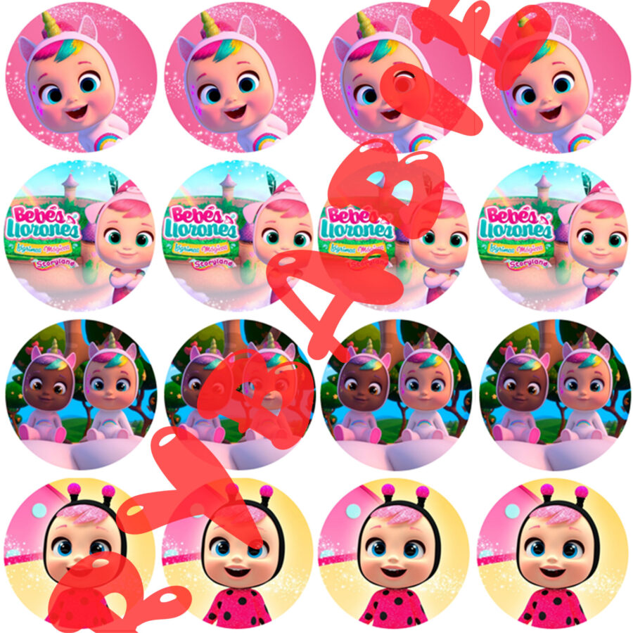 Mini cialde in ostia personalizzate per cupcakes CRY BABIES, dischetti, sagome per dolci, cup cake, biscotti, muffin, dolcetti , toppers