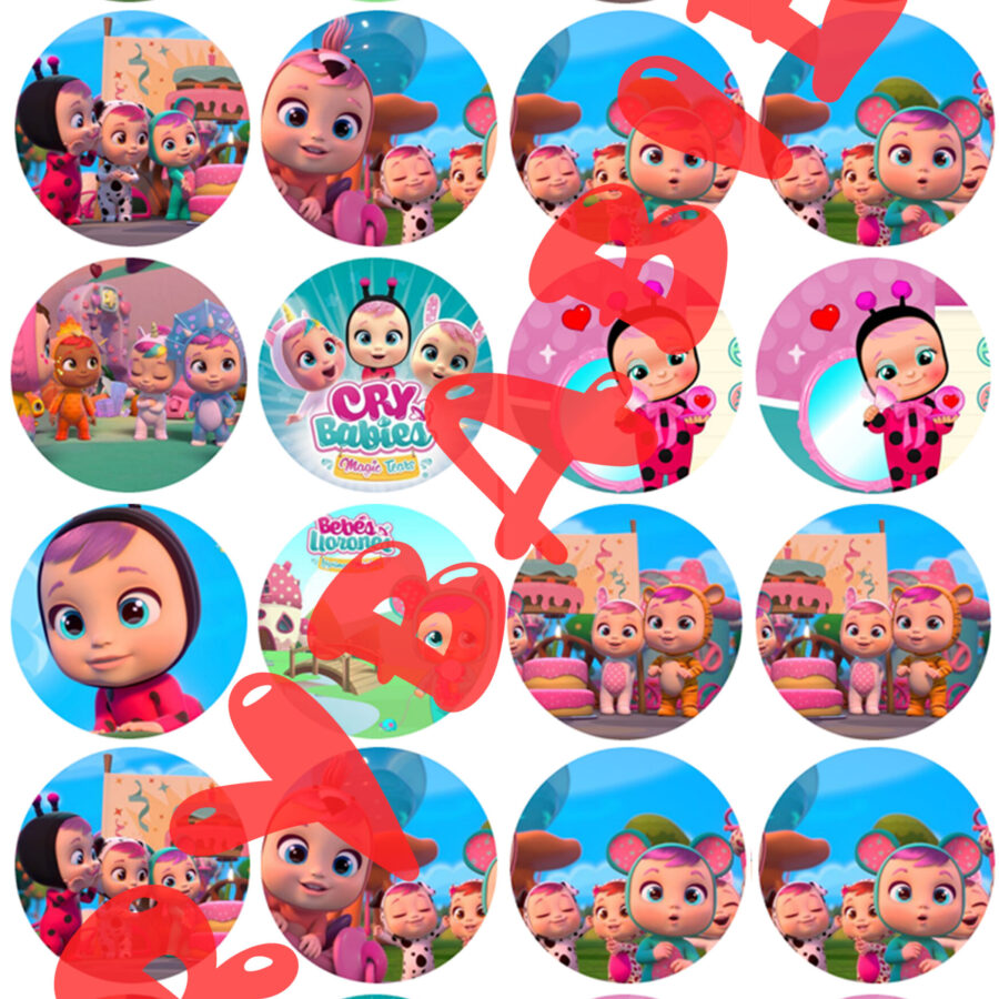 Mini cialde in ostia personalizzate per cupcakes CRY BABIES, dischetti, sagome per dolci, cup cake, biscotti, muffin, dolcetti , toppers