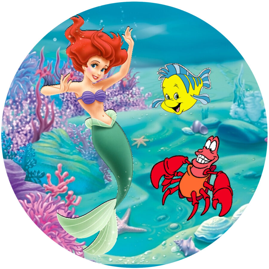 Cialda in ostia per torta LA SIRENETTA DISNEY PRINCIPESSA ARIEL, personalizzata nome, disco, dolce, torte, cialde, ostie