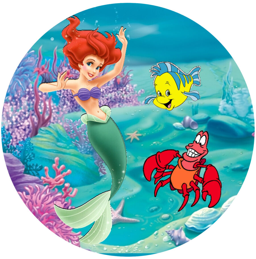Cialda in ostia per torta LA SIRENETTA DISNEY PRINCIPESSA ARIEL, personalizzata nome, disco, dolce, torte, cialde, ostie
