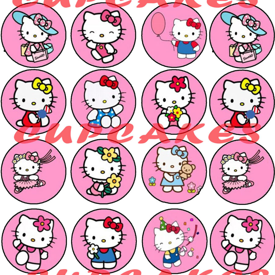 Mini cialde in ostia per cupcakes HELLO KITTY, dischetti, sagome per dolci, cup cake, biscotti