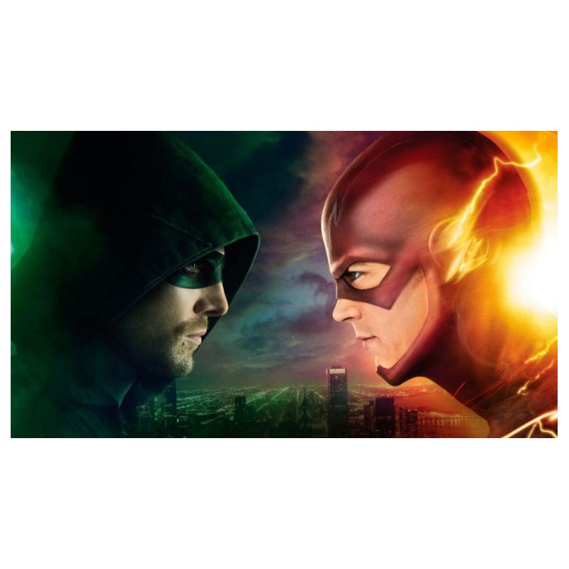 Cialda in ostia per torta con FLASH VS ARROW DC COMICS EROI SUPEREROI personalizzata