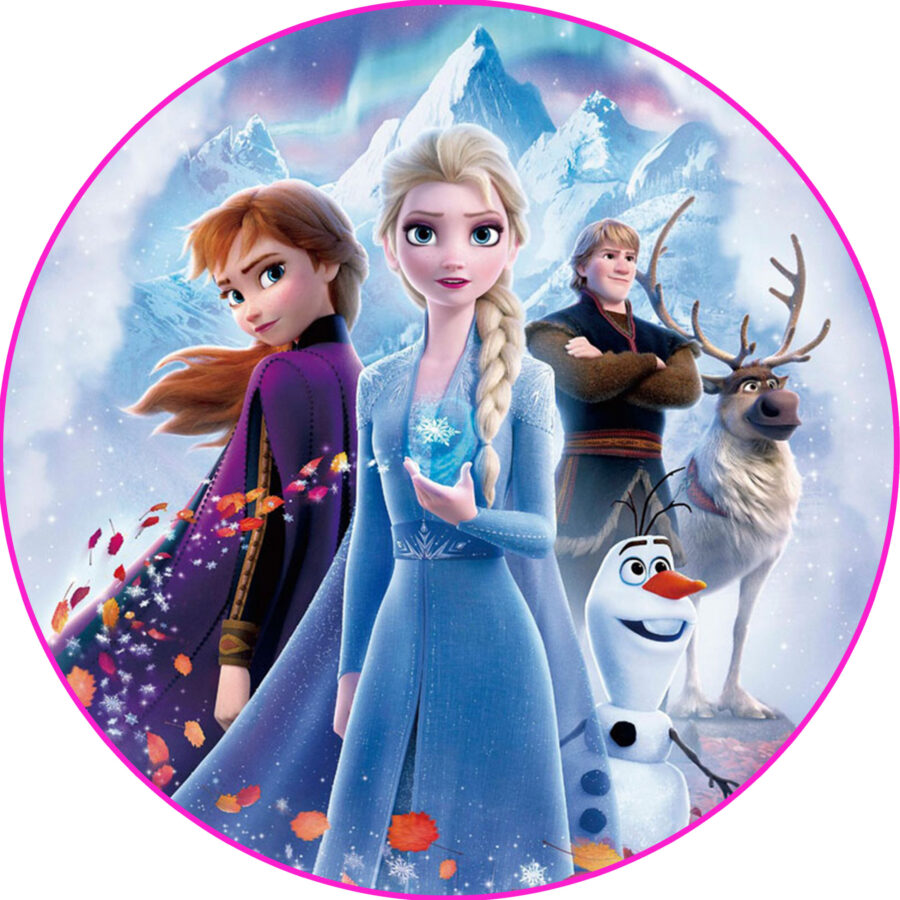 Cialda in ostia per torta tonda FROZEN ELSA E ANNA, personalizzata con nome, disco, dolce, torte, cialde, ostie, cake topper, decorazioni
