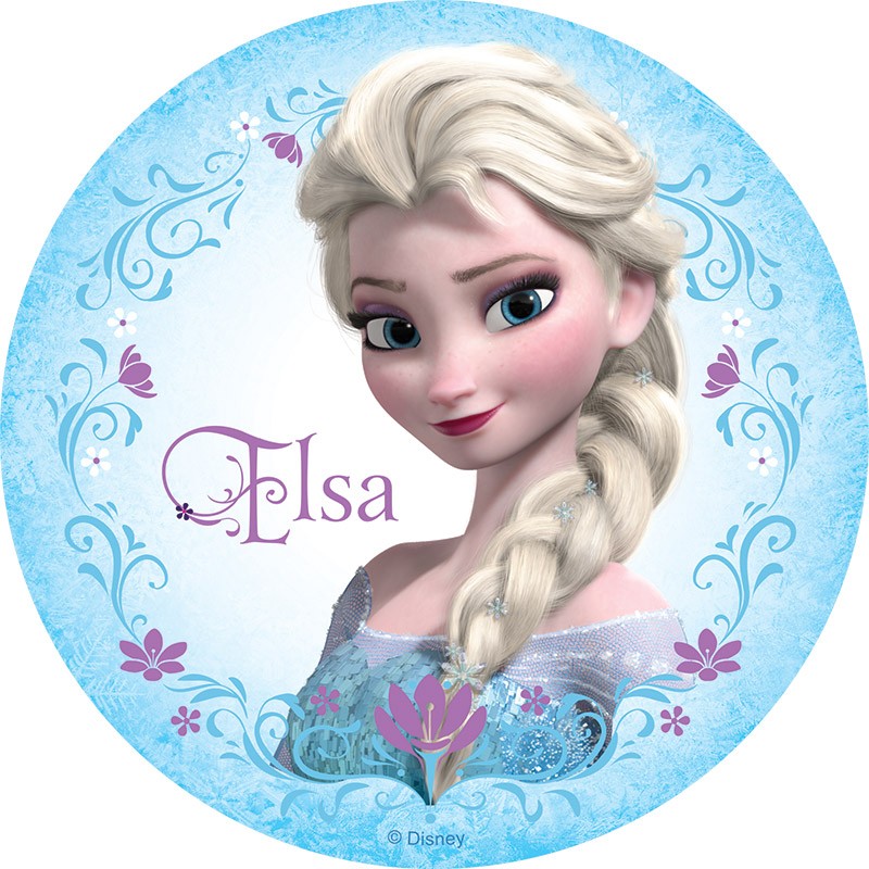 Cialda in ostia per torta tonda FROZEN ELSA, personalizzata con nome, disco, dolce, torte, cialde, ostie, cake topper, decorazioni
