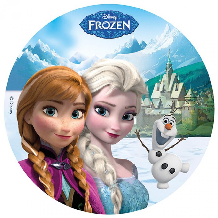 Cialda in ostia per torta tonda FROZEN ELSA E ANNA, personalizzata con nome, disco, dolce, torte, cialde, ostie, cake topper, decorazioni