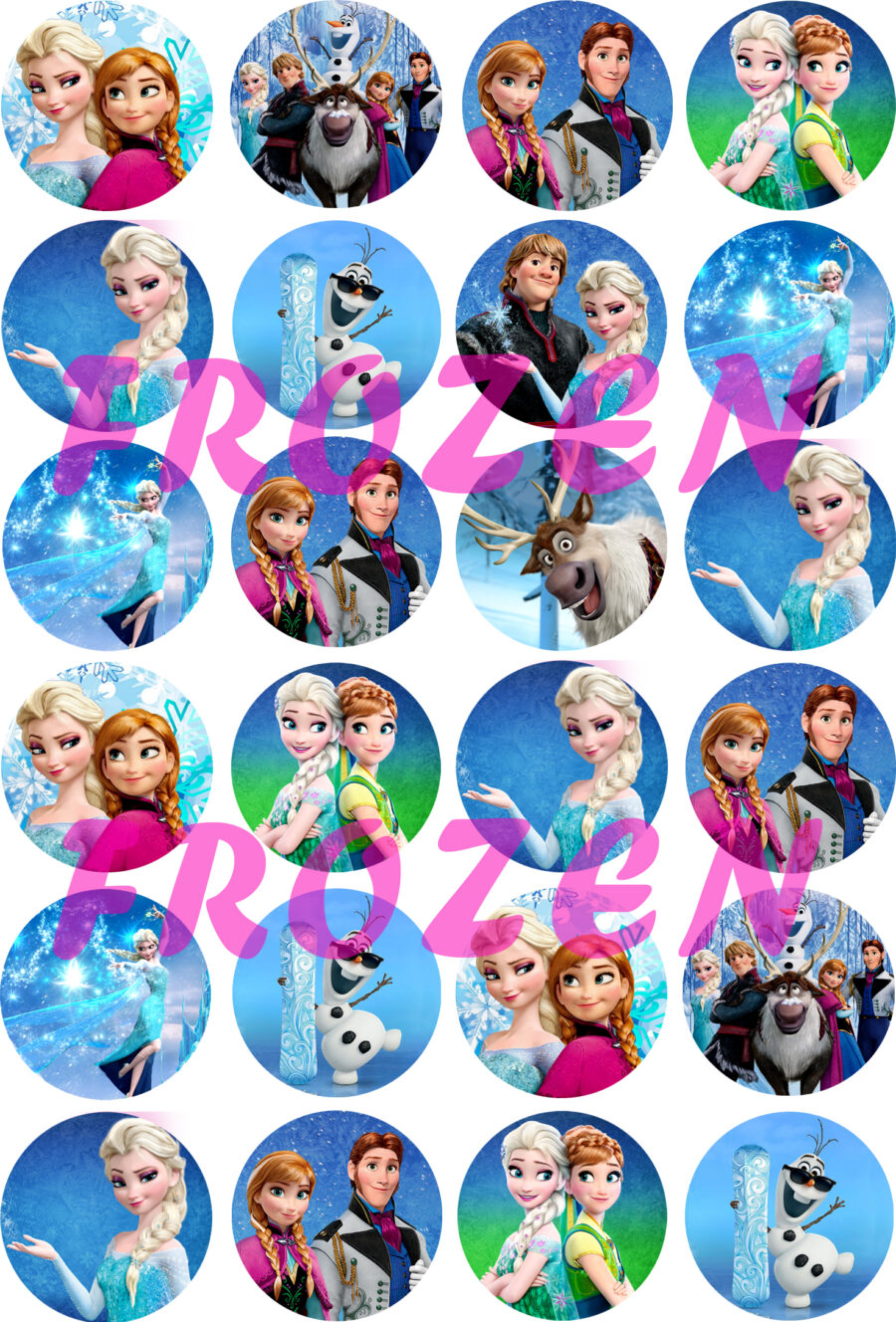 Mini cialde in ostia per cupcakes FROZEN, dischetti, sagome per dolci, cup cake, biscotti