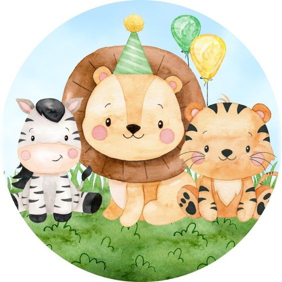 Cialda in ostia per torta ANIMALI GIUNGLA, personalizzata con nome, disco, dolce, torte, cialde, ostie, cake topper
