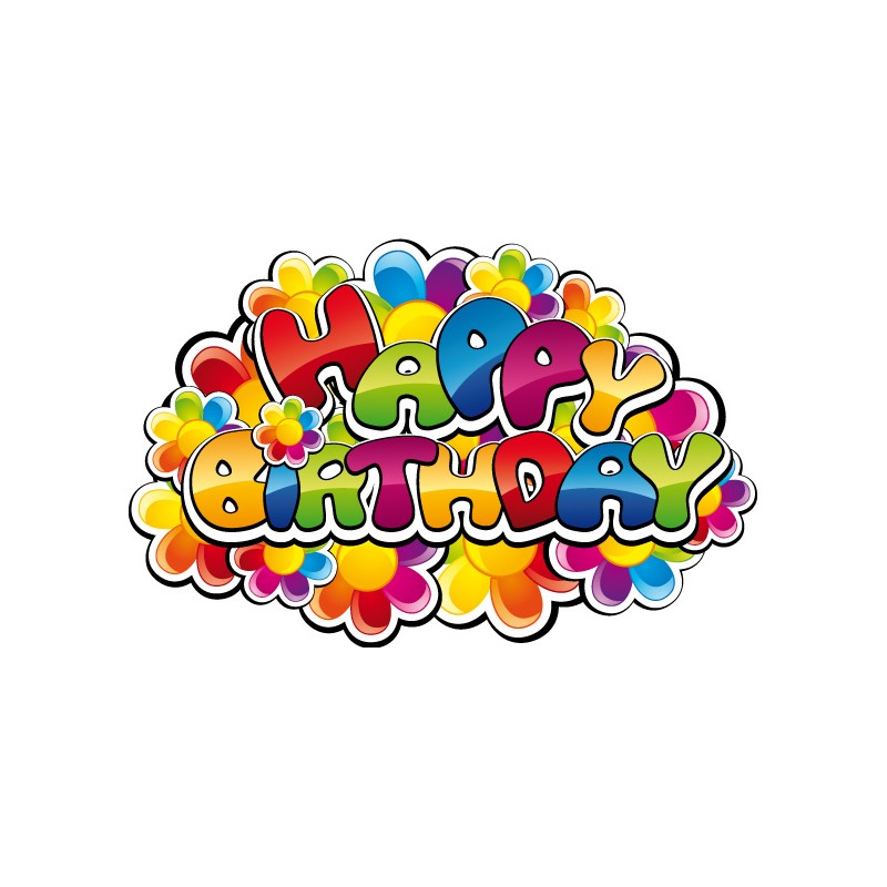 Cialda in ostia per torta con HAPPY BIRTHDAY AUGURI personalizzata