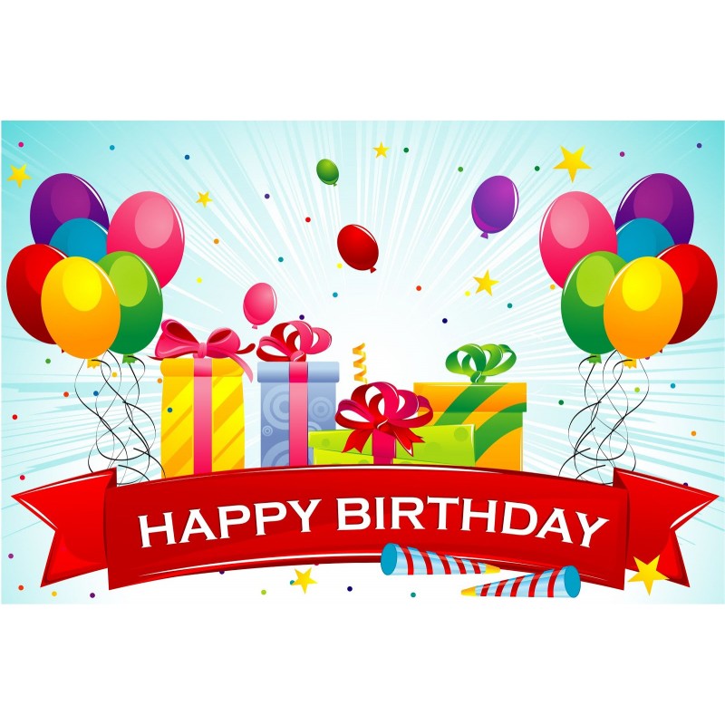 Cialda in ostia per torta con HAPPY BIRTHDAY AUGURI PALLONCINI personalizzata