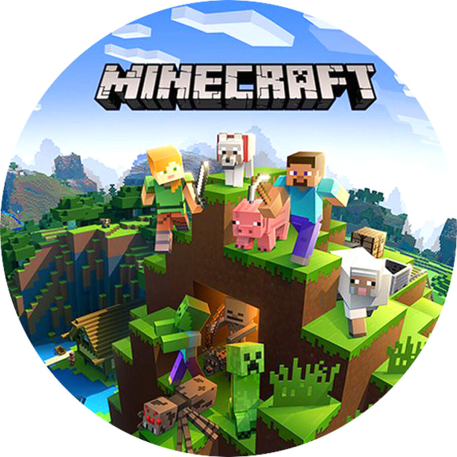 Cialda in ostia per torta MINECRAFT, personalizzata con nome, disco, dolce, torte, cialde, ostie, cake topper, decorazioni