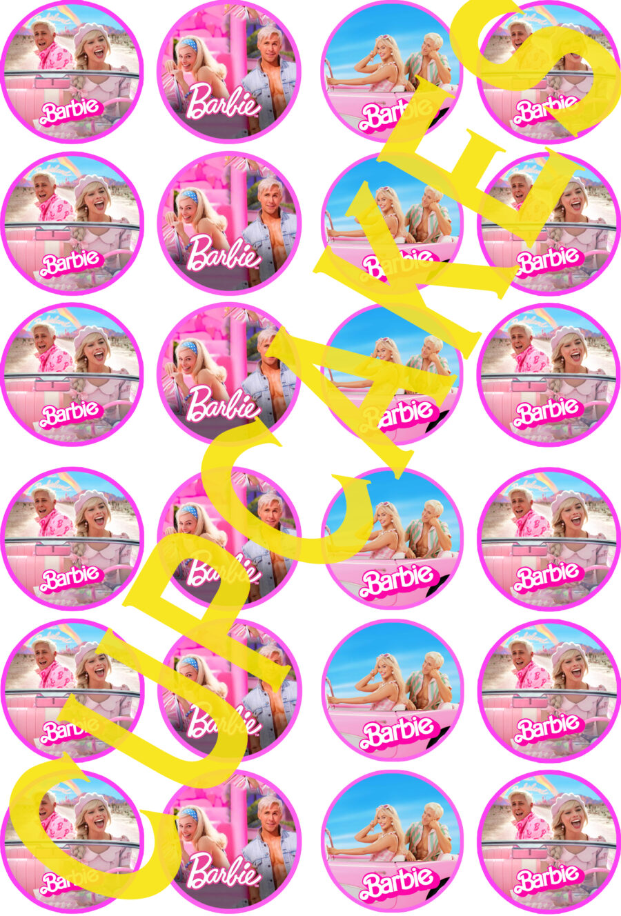 Mini cialde in ostia personalizzate per cupcakes KEN BARBIE FILM Margot Robbie, dischetti, sagome per dolci, cup cake, biscotti, muffin, dolcetti , toppers, 05