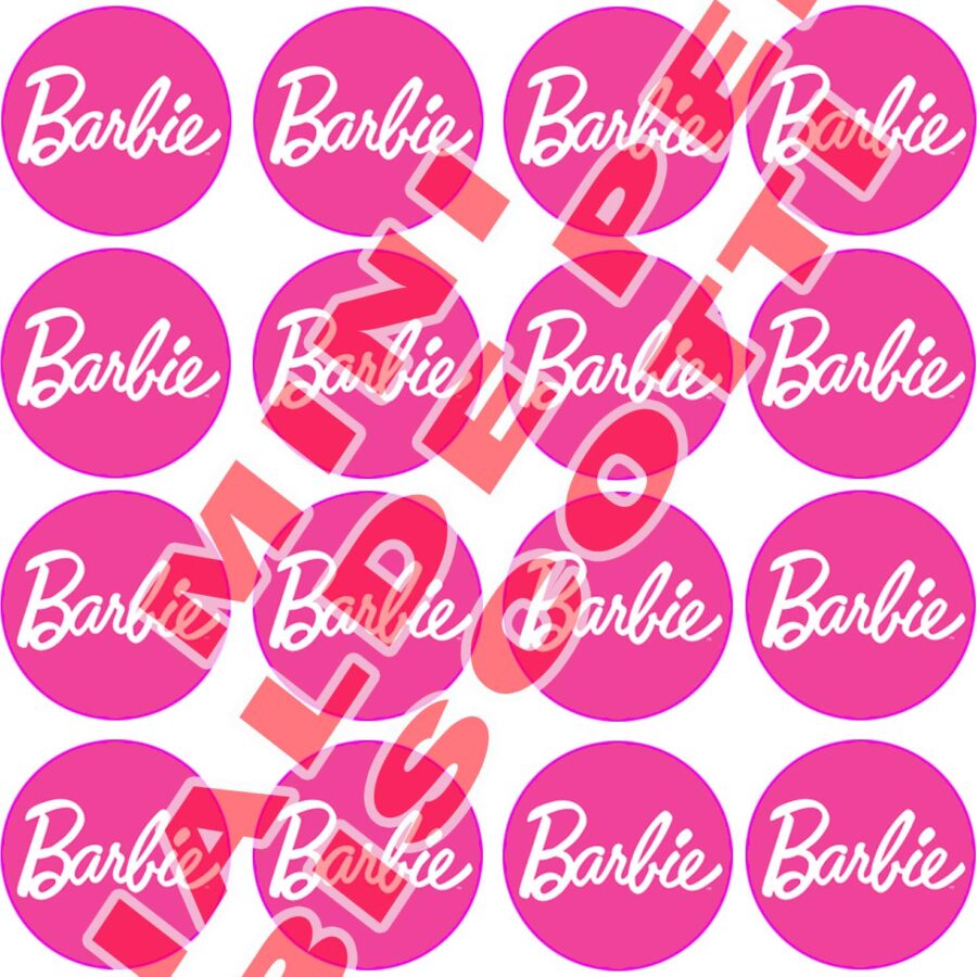 Mini cialde in ostia commestibili tonde per personalizzare biscotti e cupcakes BARBIE, dischetti, sagome per dolci, cup cake, biscotti, muffin, dolcetti , toppers, disco, AH