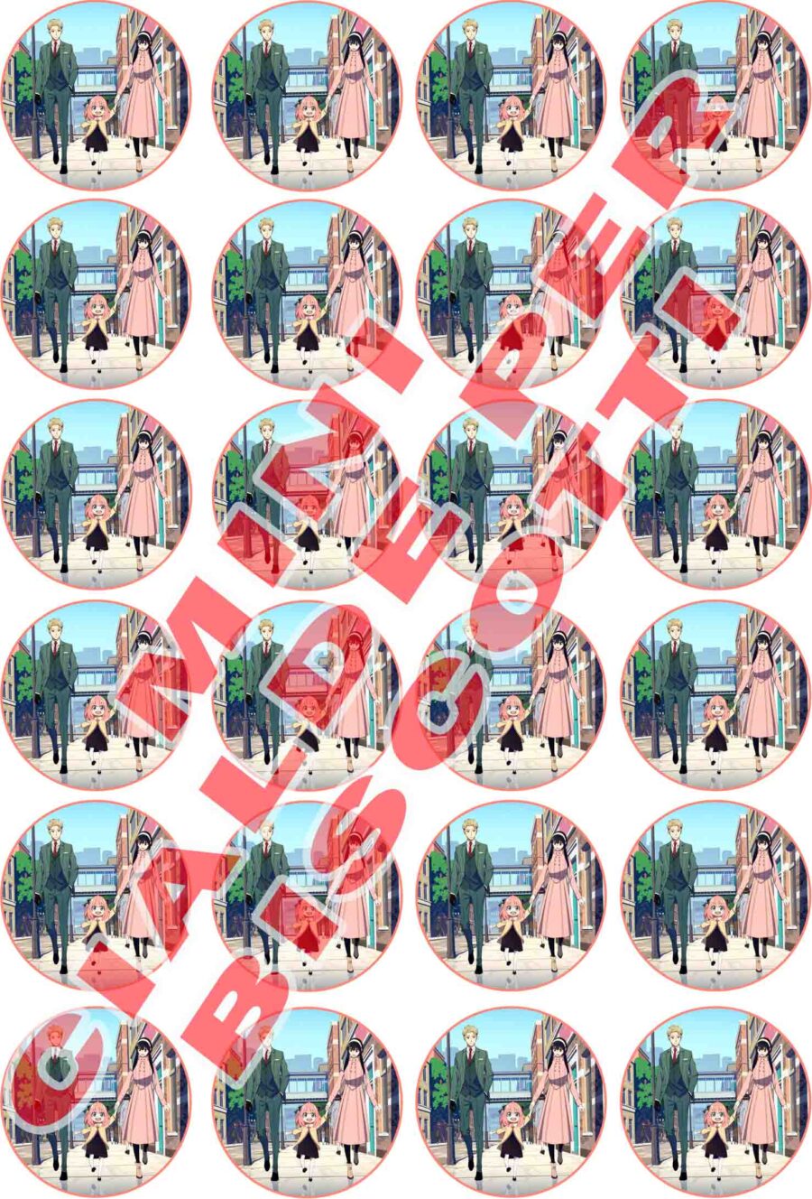 Mini cialde in ostia commestibili tonde per personalizzare biscotti e cupcakes SPY X FAMILY, dischetti, sagome per dolci, cup cake, biscotti, muffin, dolcetti , toppers, disco