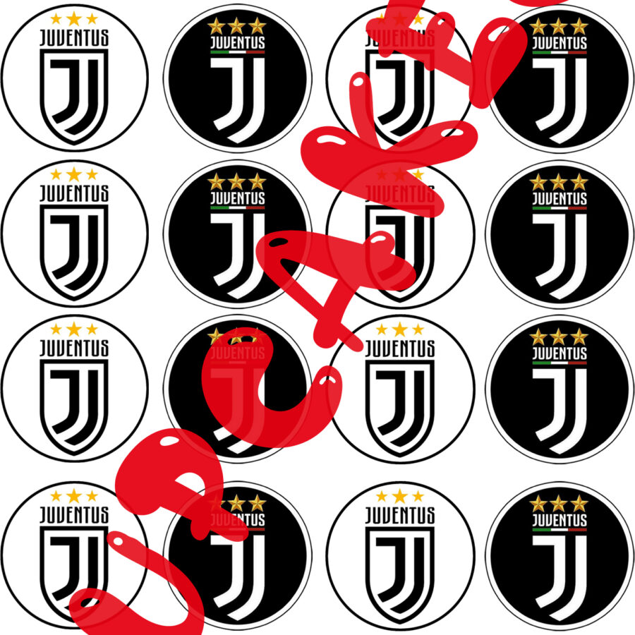 Mini cialde tonde in ostia personalizzate per cupcakes JUVE JUVENTUS LOGO STEMMA, dischetti, sagome per dolci, cup cake, biscotti, muffin, dolcetti , toppers, 04