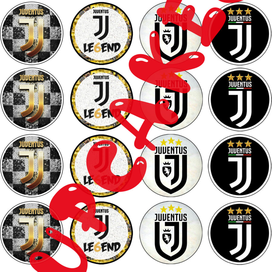 Mini cialde tonde in ostia personalizzate per cupcakes JUVE JUVENTUS LOGO STEMMA, dischetti, sagome per dolci, cup cake, biscotti, muffin, dolcetti , toppers, 05
