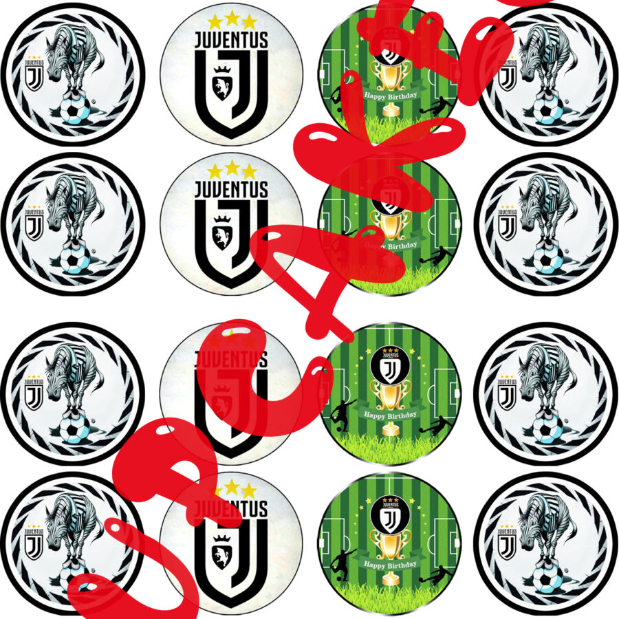 Mini cialde tonde in ostia personalizzate per cupcakes JUVE JUVENTUS LOGO STEMMA, dischetti, sagome per dolci, cup cake, biscotti, muffin, dolcetti , toppers, 07