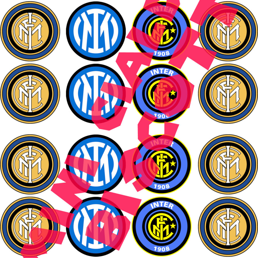 Mini cialde tonde in ostia personalizzate per cupcakes e biscotti INTER CALCIO LOGO STEMMA, dischetti, sagome per dolci, cup cake, muffin, dolcetti , toppers, 01