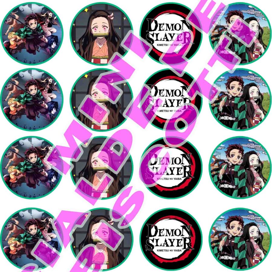 Mini cialde in ostia commestibili tonde per personalizzare biscotti e cupcakes DEMON SLAYER - KIMETSU NO YAIBA, dischetti, sagome per dolci, cup cake, biscotti, muffin, dolcetti , toppers, disco, AA