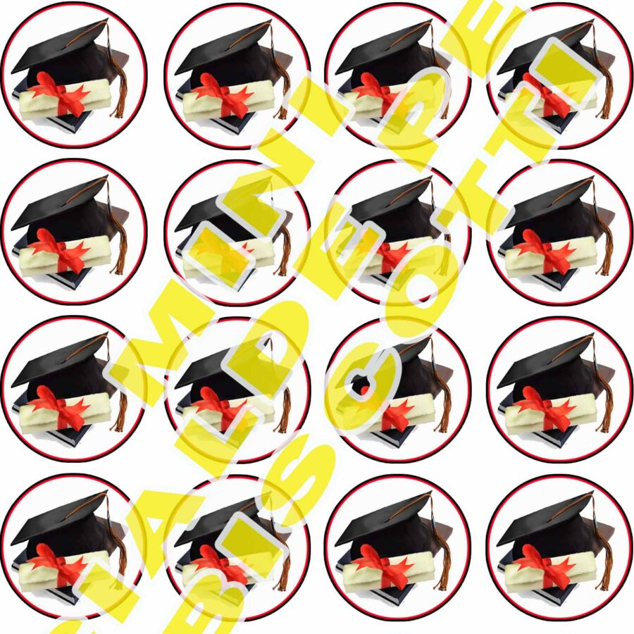 Mini cialde in ostia commestibili tonde per personalizzare biscotti e cupcakes LAUREA, dischetti, sagome per dolci, cup cake, biscotti, muffin, dolcetti , toppers, disco, AE