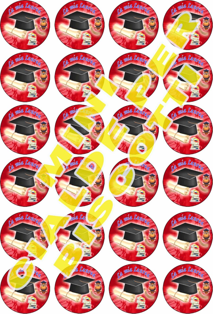 Mini cialde in ostia commestibili tonde per personalizzare biscotti e cupcakes LAUREA, dischetti, sagome per dolci, cup cake, biscotti, muffin, dolcetti , toppers, disco, AA