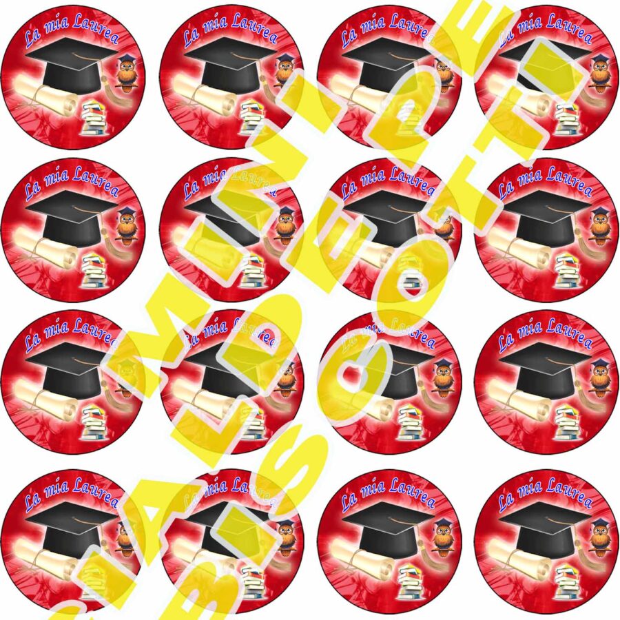 Mini cialde in ostia commestibili tonde per personalizzare biscotti e cupcakes LAUREA, dischetti, sagome per dolci, cup cake, biscotti, muffin, dolcetti , toppers, disco, AA