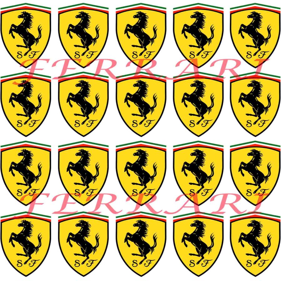 Mini cialde in ostia commestibili per personalizzare biscotti e cupcakes AUTO FERRARI, LOGO, dischetti, sagome per dolci, cup cake, biscotti, muffin, dolcetti , toppers, disco, AE