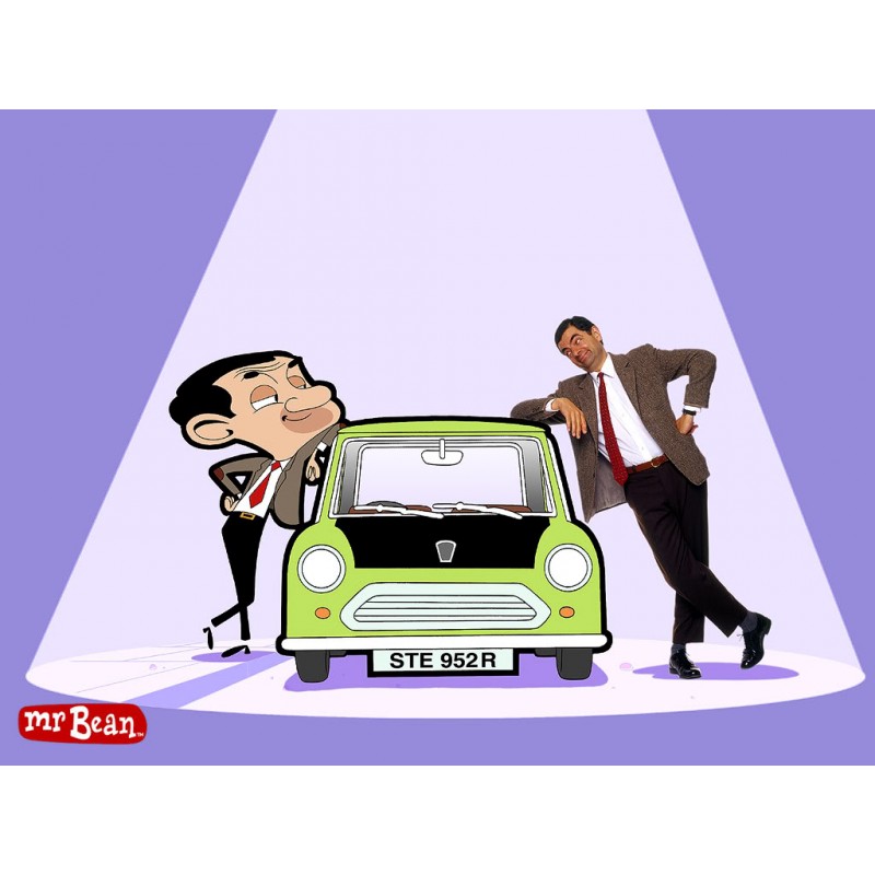 Cialda in ostia per torta con MR BEAN CON LA MACCHINA personalizzata