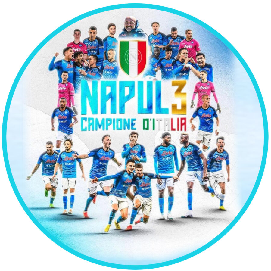 Cialda in ostia per torta tonda NAPOLI SQUADRA CALCIO, personalizzata con nome, disco, dolce, torte, cialde, ostie, cake topper, decorazioni, 07