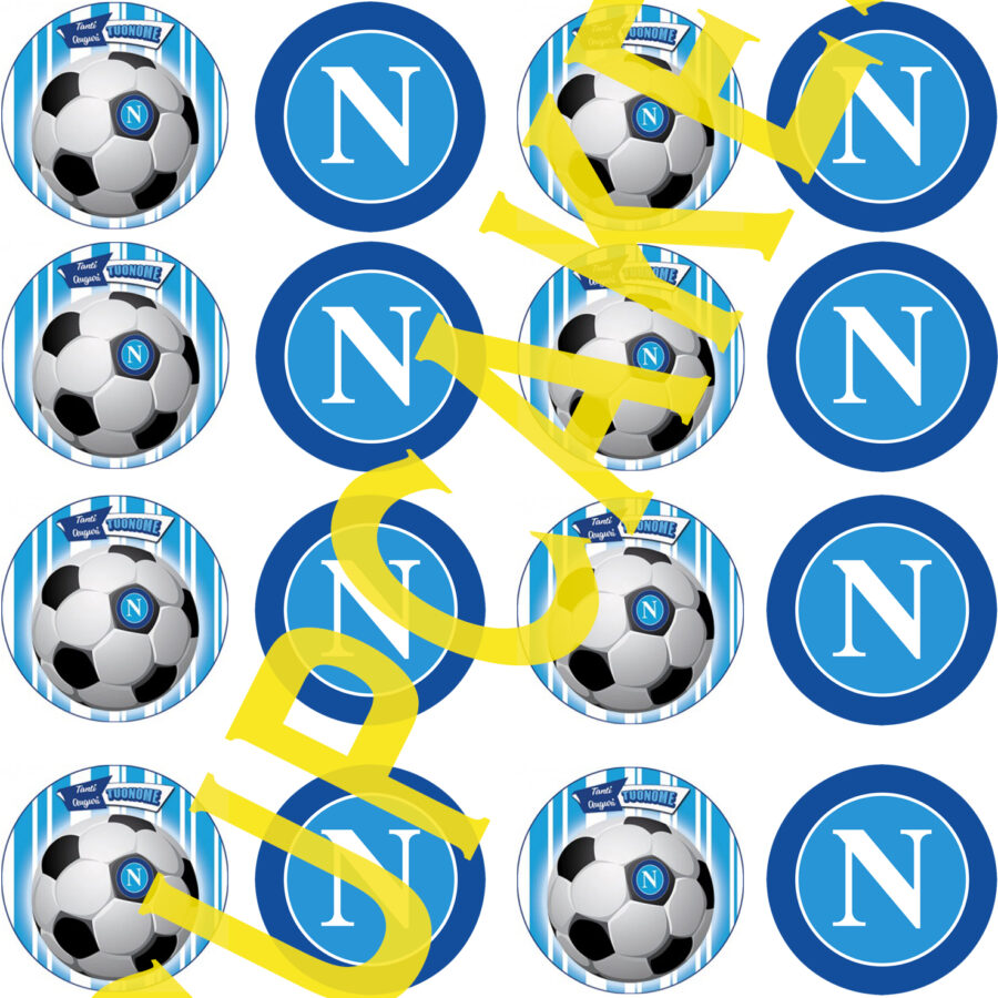 Mini cialde in ostia personalizzate per cupcakes NAPOLI CALCIO SCUDETTO SQUADRA, dischetti, sagome per dolci, cup cake, biscotti, muffin, dolcetti , toppers, disco