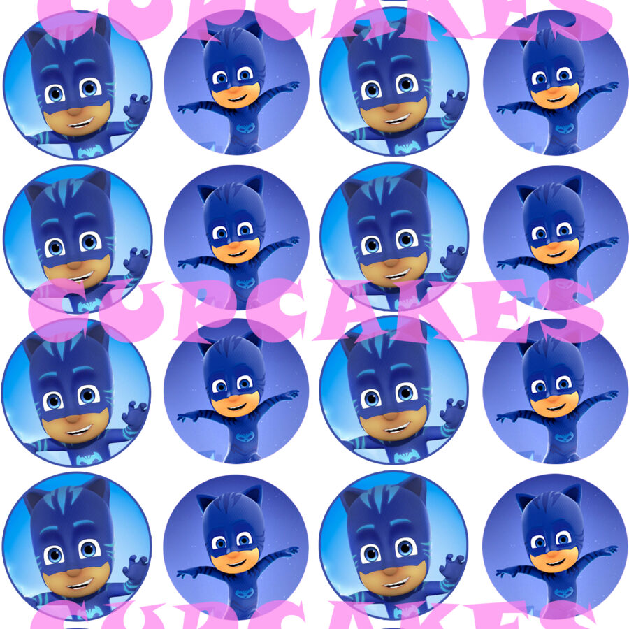 Mini cialde in ostia per cupcakes PJ MASKS,SUPER PIGIAMINI, dischetti, sagome per dolci, cup cake, biscotti