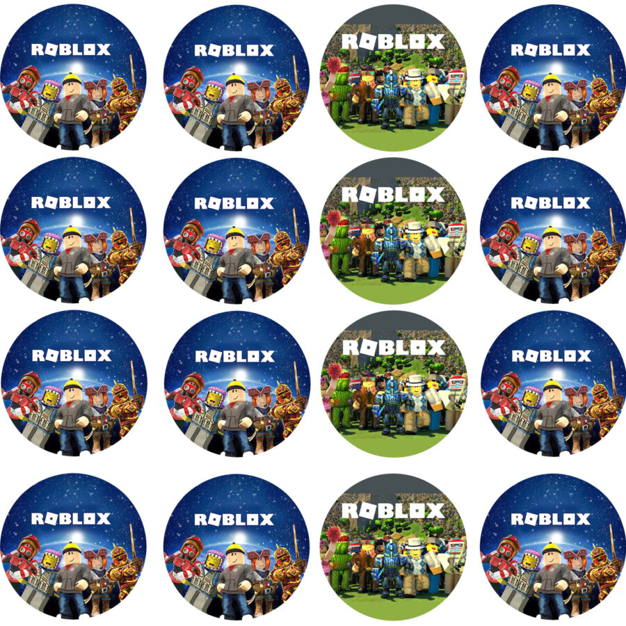 Mini cialde in ostia personalizzate per cupcakes ROBLOX, dischetti, sagome per dolci, cup cake, biscotti, muffin, dolcetti , toppers