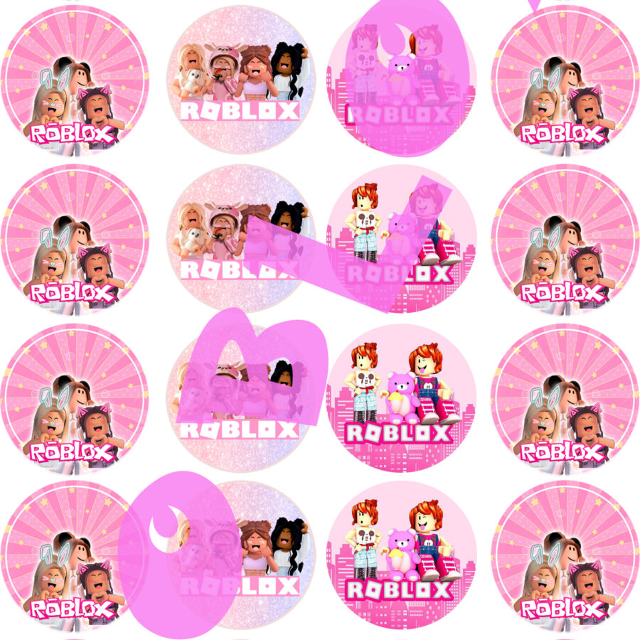 Mini cialde in ostia personalizzate per cupcakes ROBLOX GIRL'S, dischetti, sagome per dolci, cup cake, biscotti, muffin, dolcetti , toppers