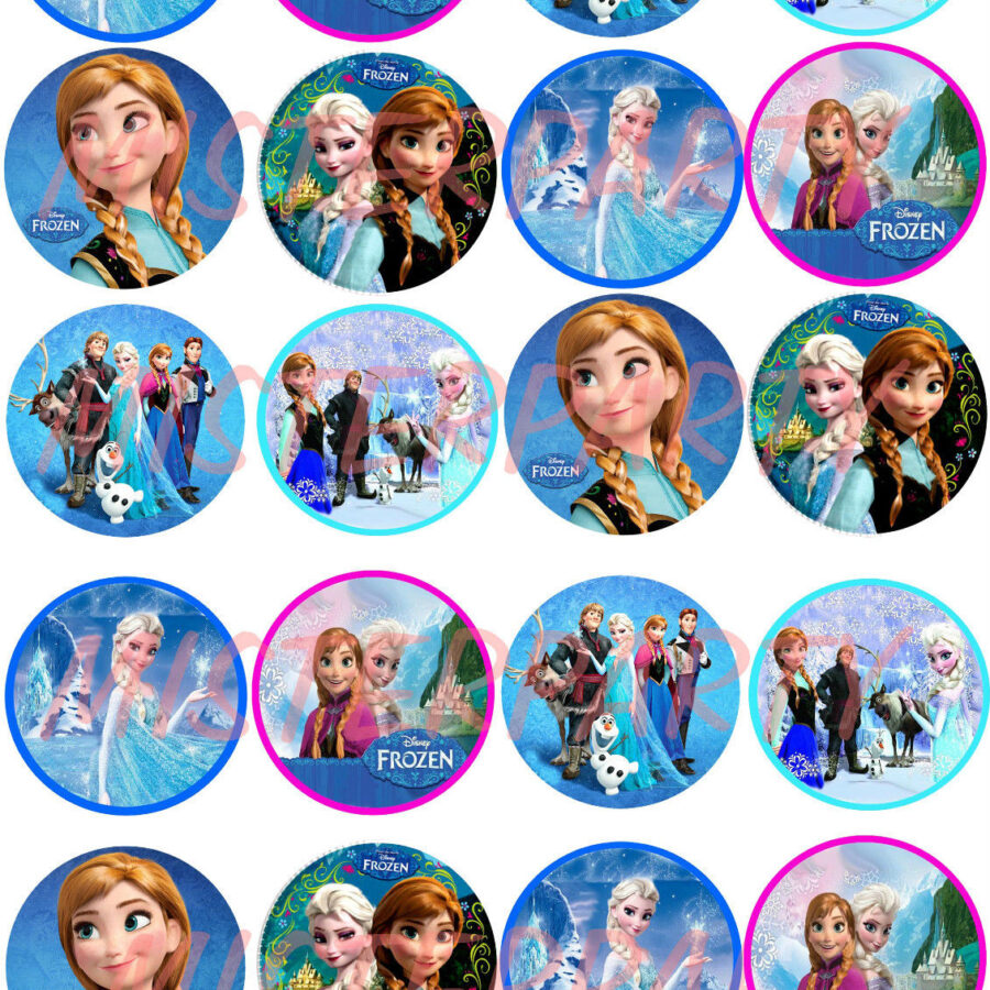 Mini cialde in ostia per cupcakes FROZEN, dischetti, sagome per dolci, cup cake, biscotti