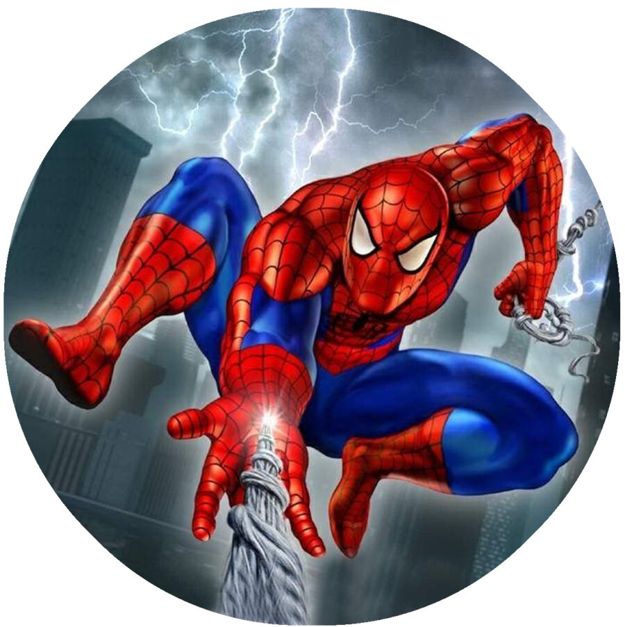 Cialda in ostia per torta tonda SPIDER-MAN UOMO RAGNO, personalizzata con nome, disco, dolce, torte, cialde, ostie, cake topper, decorazioni