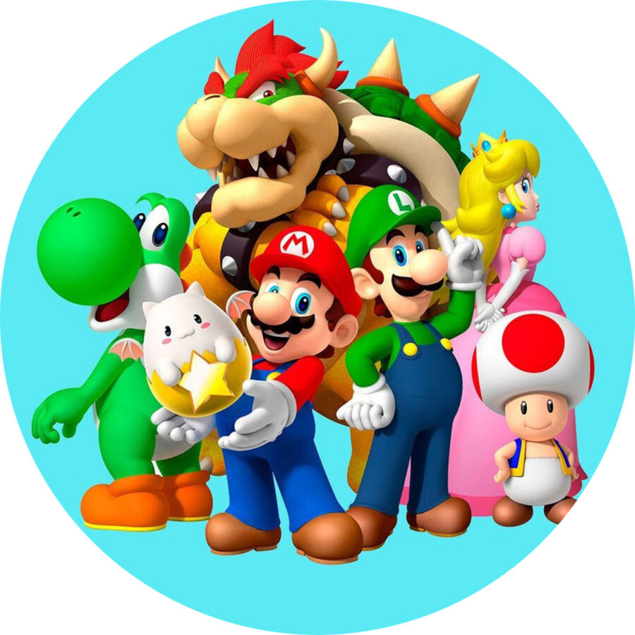 Cialda in ostia per torta tonda SUPER MARIO BROS, personalizzata con nome, disco, dolce, torte, cialde, ostie, cake topper, decorazioni, 57